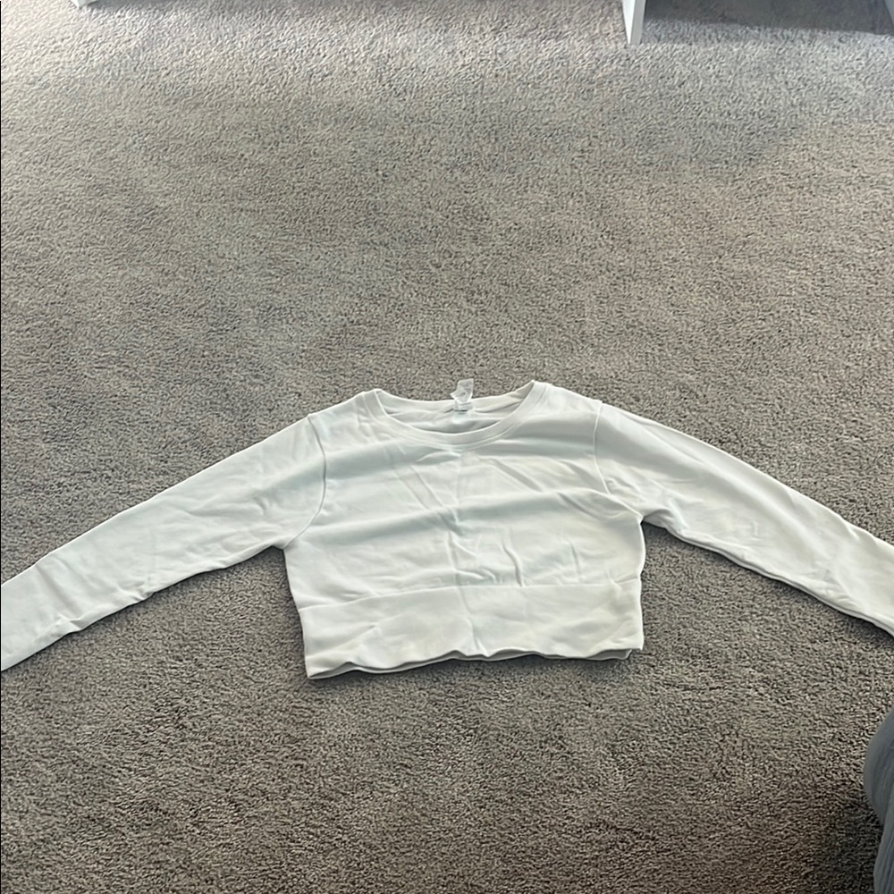 White Long Sleeve Crop Top